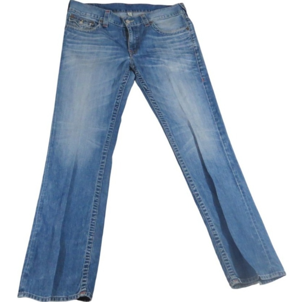 True Religion VTG 00s Jeans Men Size 36 Straight Leg Blue Denim Flap Pocket Mex